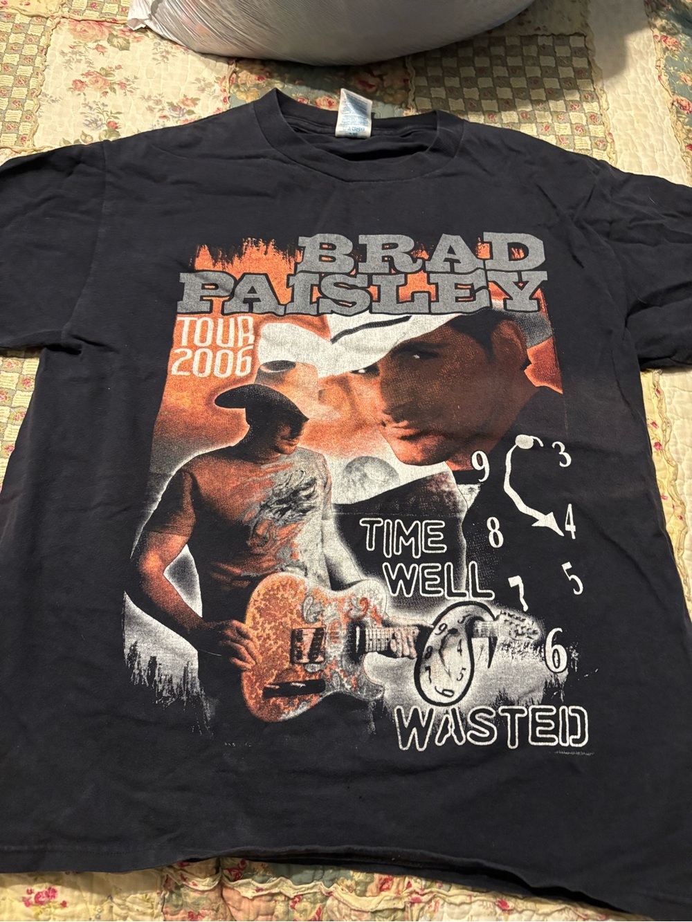Vintage Brad Paisley Black Tour Graphic Tee - Time Well Wasted (2006) Medium